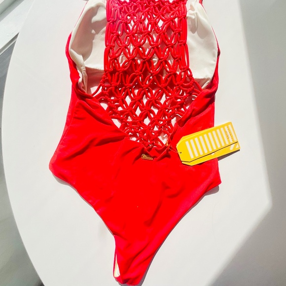 Palmacea Swimwear Nilo Red Macrame One Piece Swimsuit  Size M NWT - Picture 6 of 16